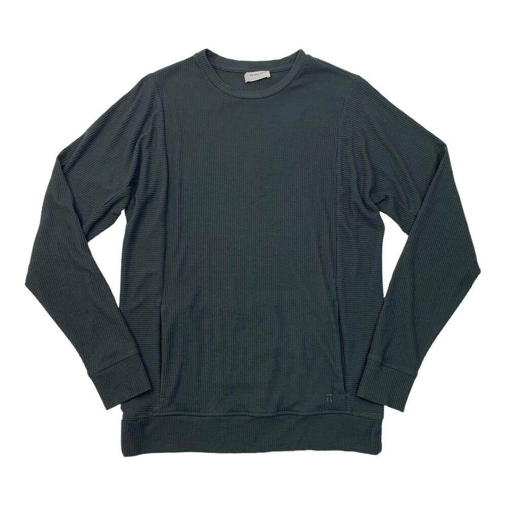 Tommy John Sweatshirt Mens Small Grey Ribbed Crew Neck Soft Lightweight Pullover